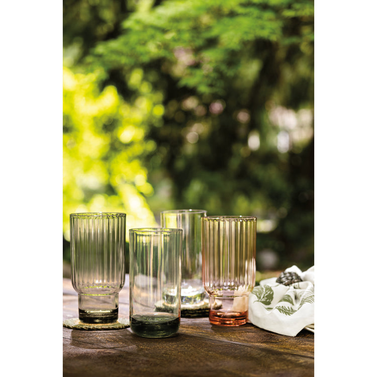 Acrylic Fluted Highball Glass - Olive Green