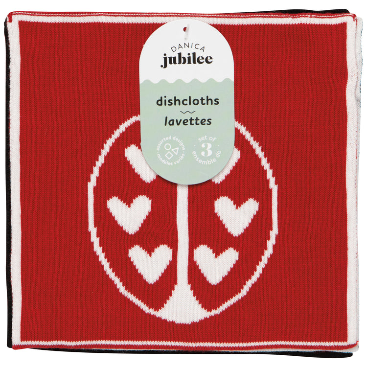 Ladybugs Knit Dishcloth Set of 3