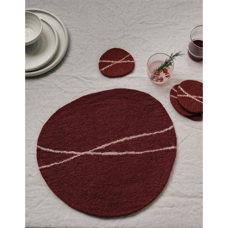 Striato Felt Wool Coasters Set of 4 - Garnet