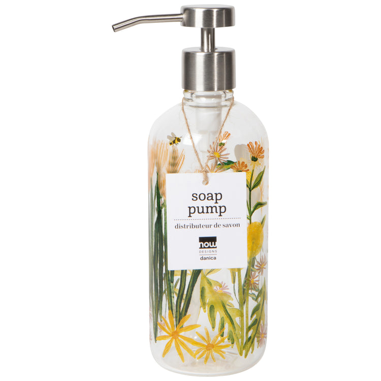 Bees & Blooms Glass Soap Pump