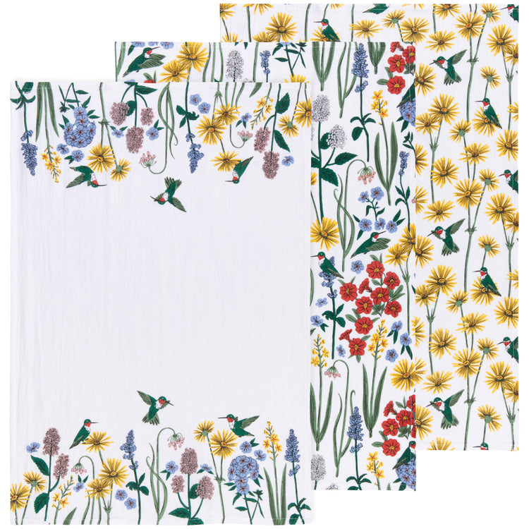 Hummingbird Baker's Floursack Dishtowels Set of 3