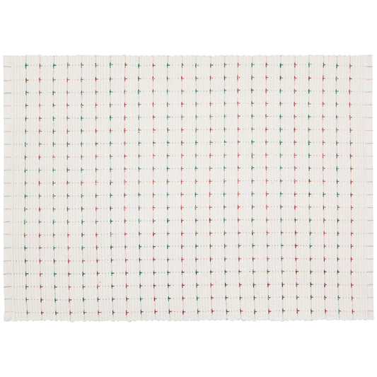 Natural Red Green Ribbed Christmas Placemat