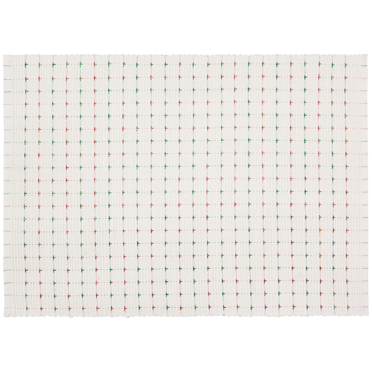 Natural Red Green Ribbed Christmas Placemat