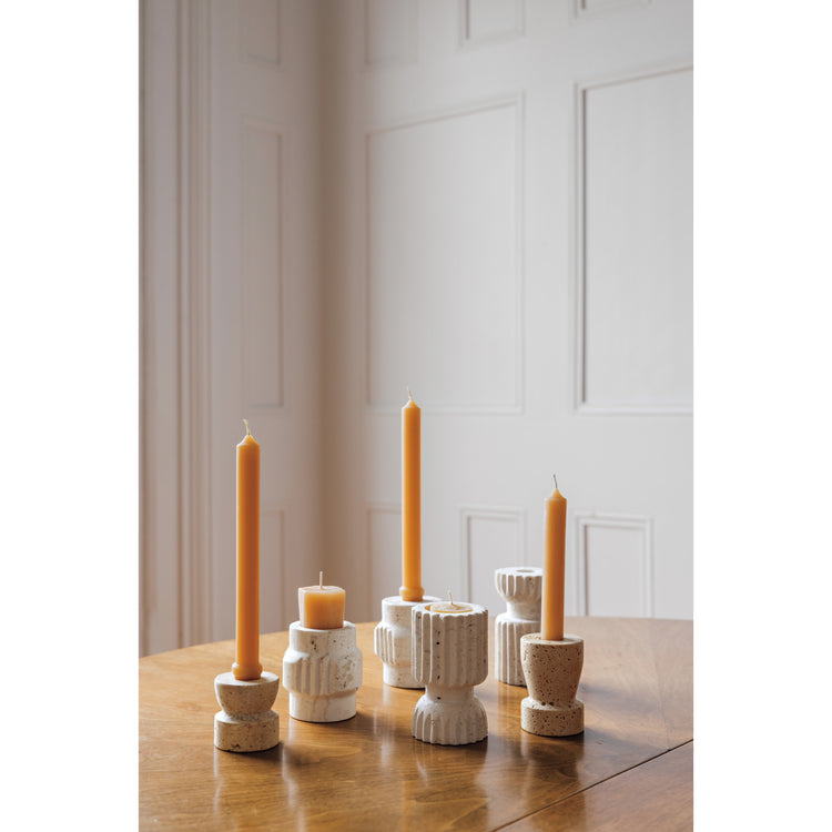 Iona Travertine Candle Holder Short