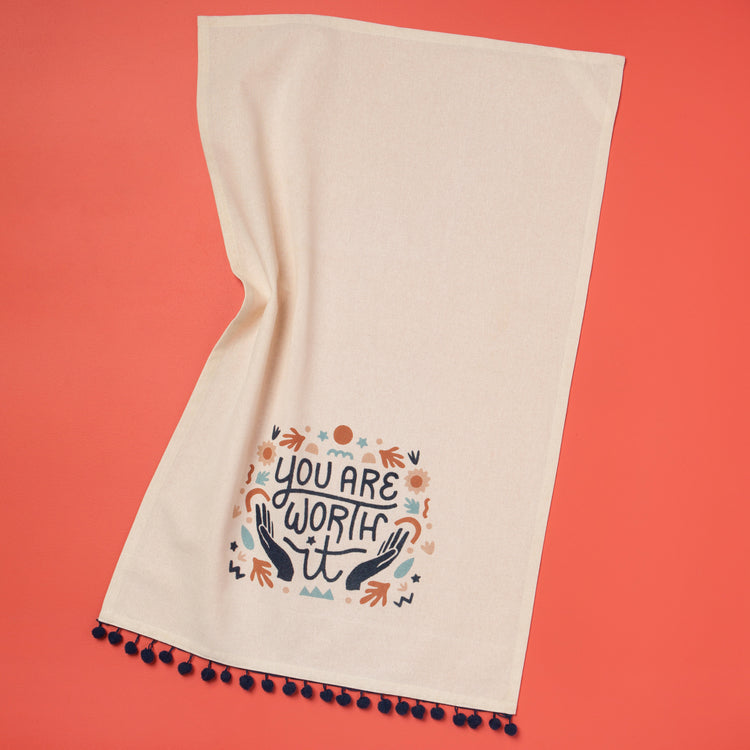 You Are Worth It Decorative Dishtowel