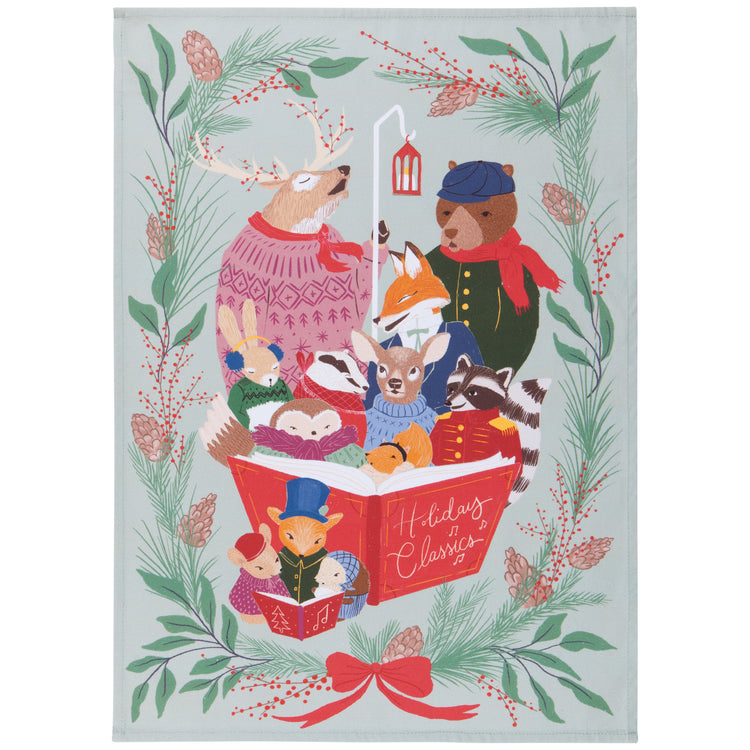 Woodland Carolers Christmas Mug and Dishtowel Set