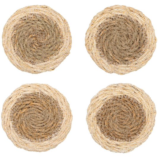 White Border Seagrass Coasters Set of 4