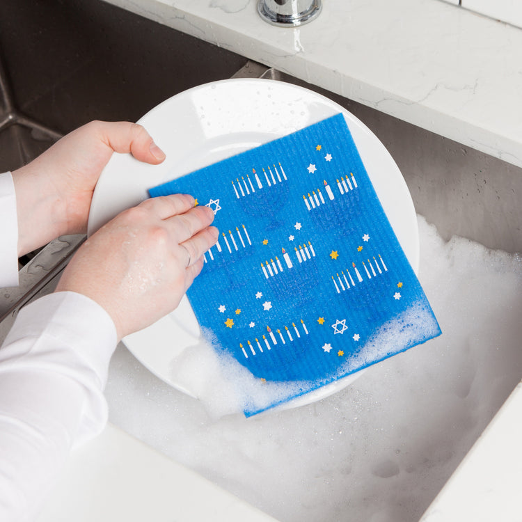 Bright Hanukkah Swedish Sponge Cloth