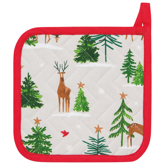Santa's Reindeer Christmas Potholder