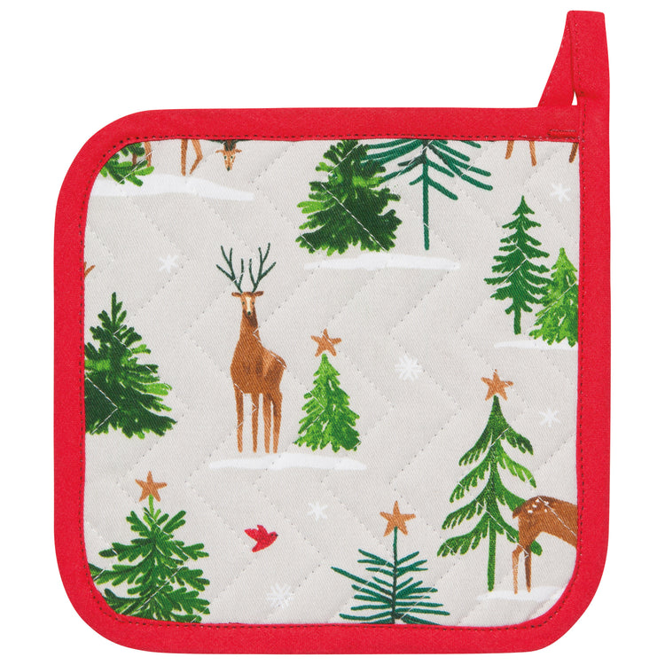 Santa's Reindeer Christmas Potholder