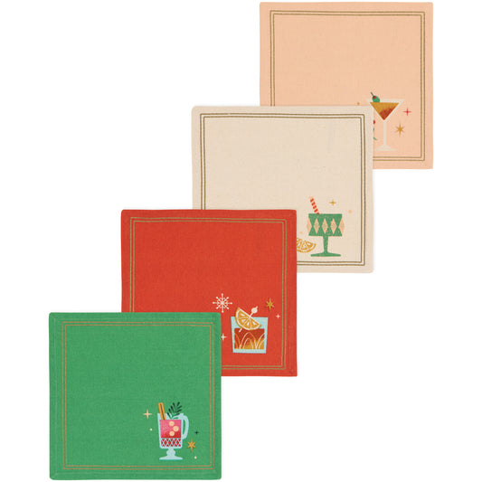 Spirits Bright Christmas Cocktail Napkins Set of 4
