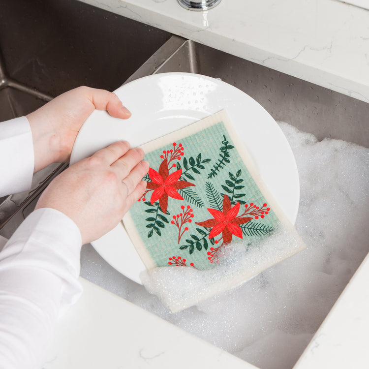 Poinsettia Swedish Dishcloth