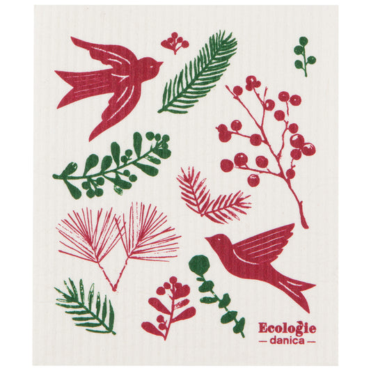 Winterberry Christmas Swedish Dishcloth