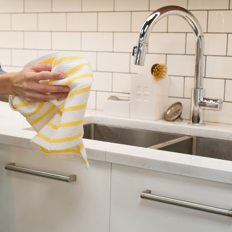 Basketweave Lemon Yellow Dishtowel