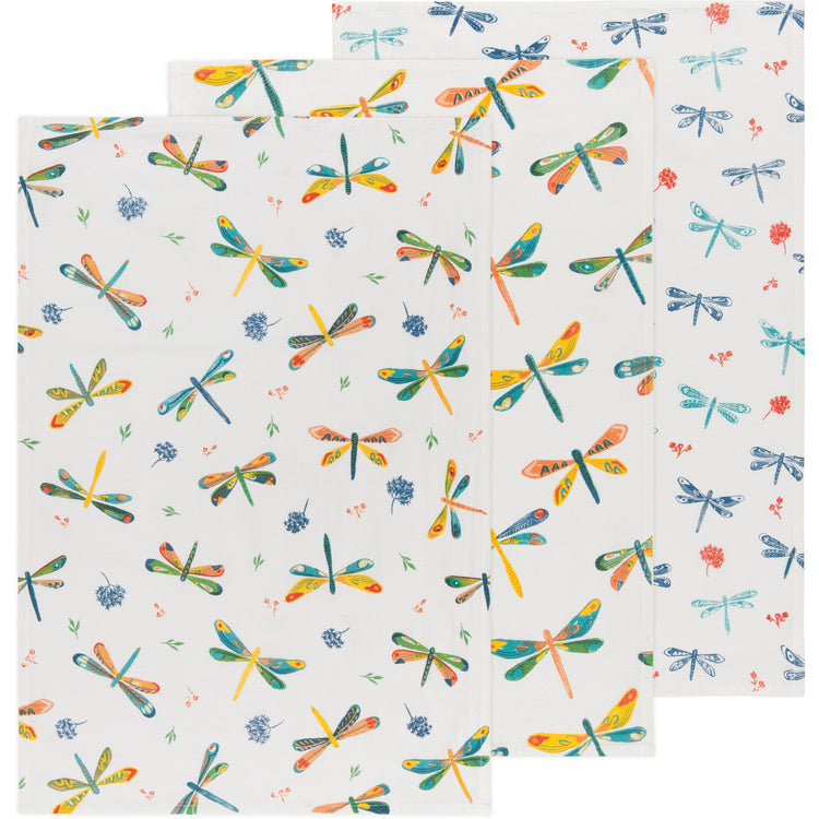 Dragonfly Baker's Floursack Dishtowels Set of 3