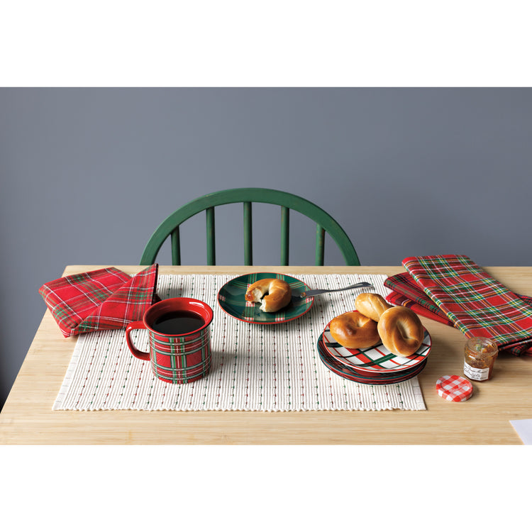 Holiday Plaid Appetizer Christmas Plates Set of 4