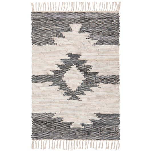 Step Recycled Leather Chindi Rug 2 x 3 ft
