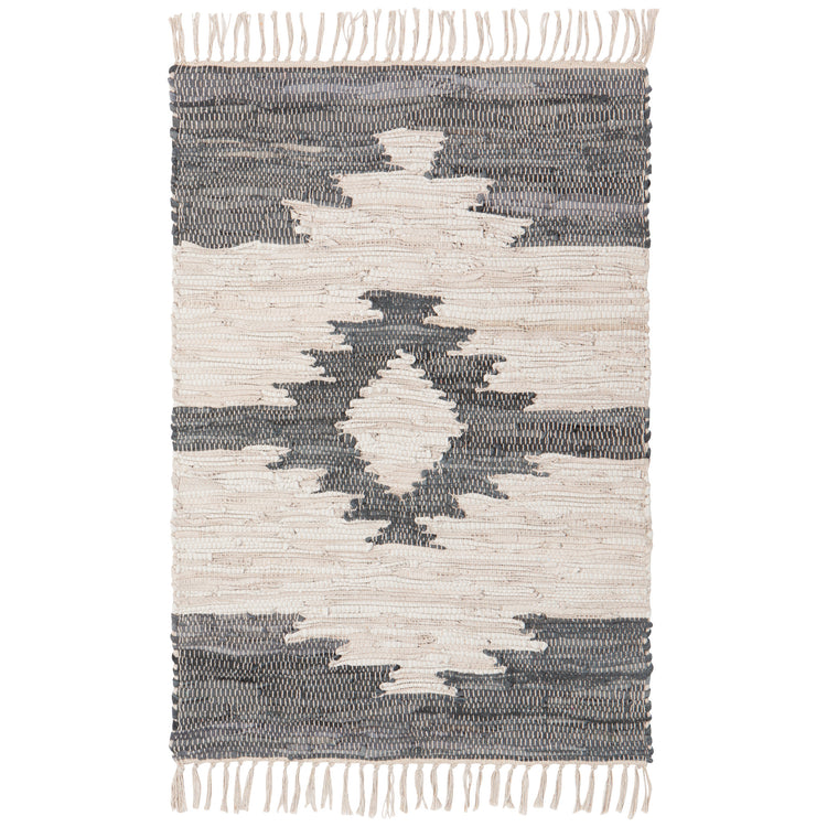 Step Recycled Leather Chindi Rug 2 x 3 ft