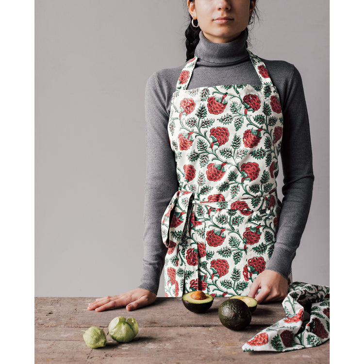 Carnation Block Print Dishtowel