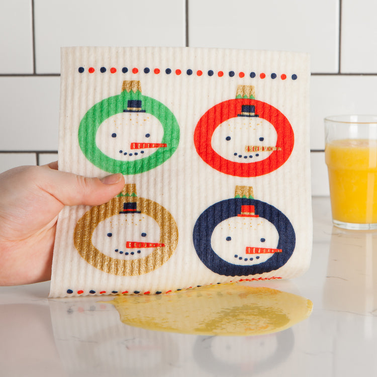 Snowman Ornament Swedish Sponge Cloth