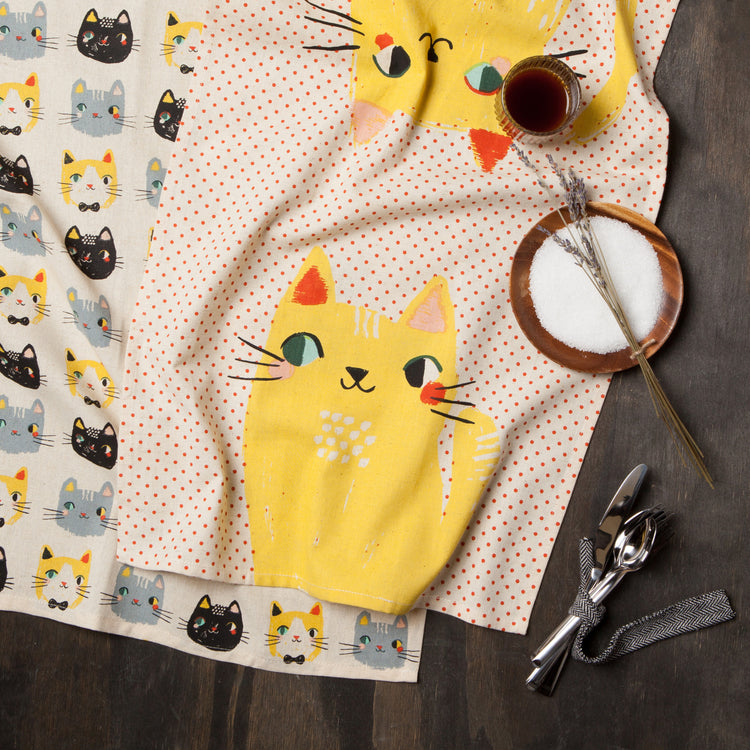 Meow Meow Dishtowels Set of 2