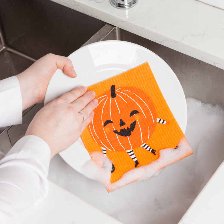 Boo Crew Pumpkin Swedish Dishcloth