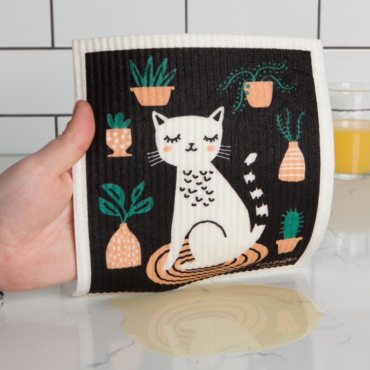 Cat Nap Swedish Dishcloth