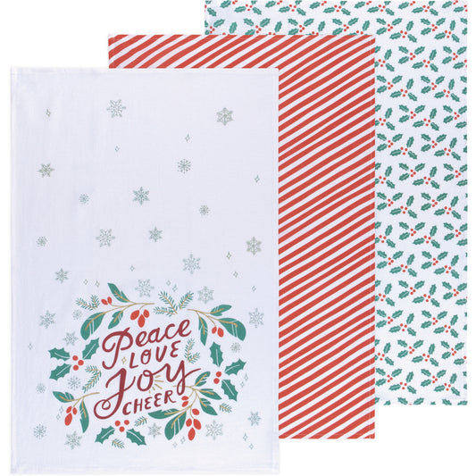 Peace And Joy Bakers Floursack Dishtowels Set of 3