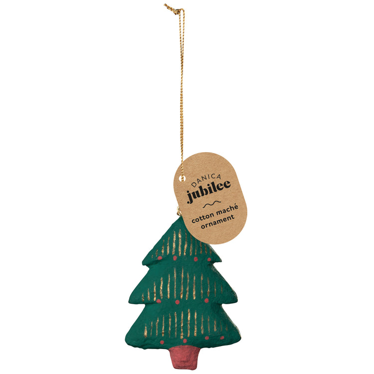 Merry Medley Mache Christmas Tree Ornaments - 3 Assorted Styles