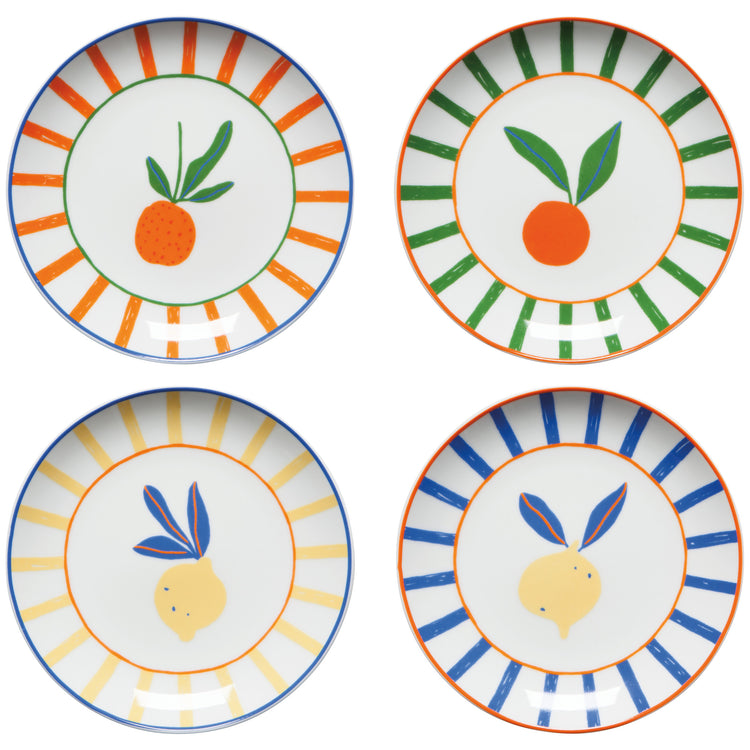 Citrus Burst Appetizer Plates Set of 4 Assorted
