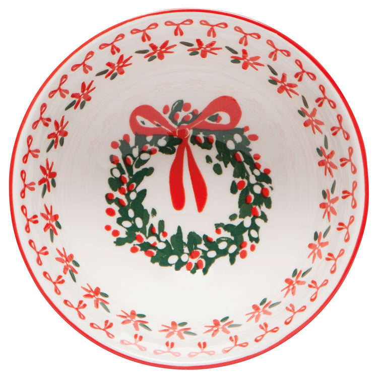 Wreaths Stamped Christmas Bowl 4 inch