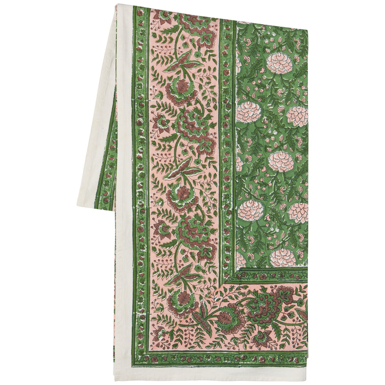 Peony Block Print Tablecloth 60 x 90 inch