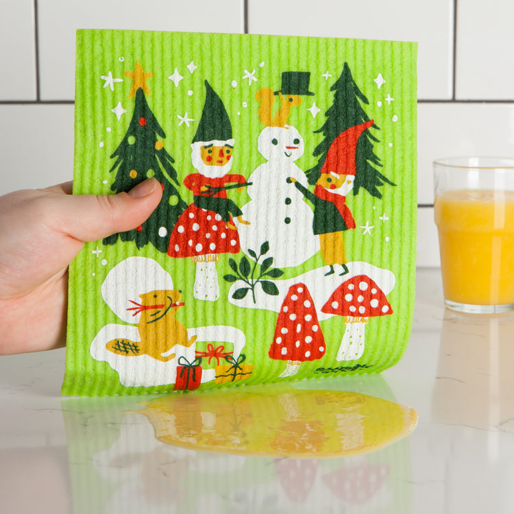 Gnome for Holidays Swedish Dishcloth