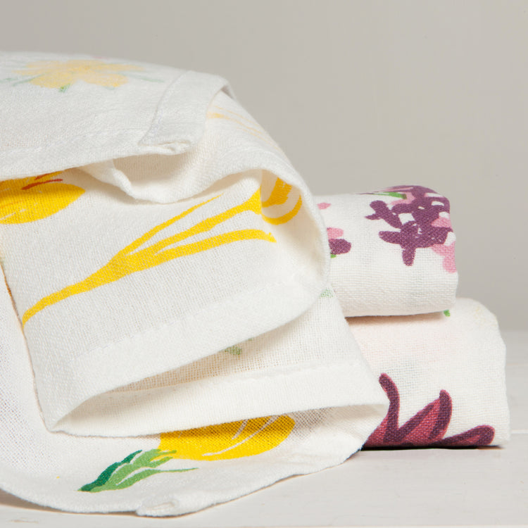 Flowers Of The Month Baker's Floursack Dishtowels Set of 3