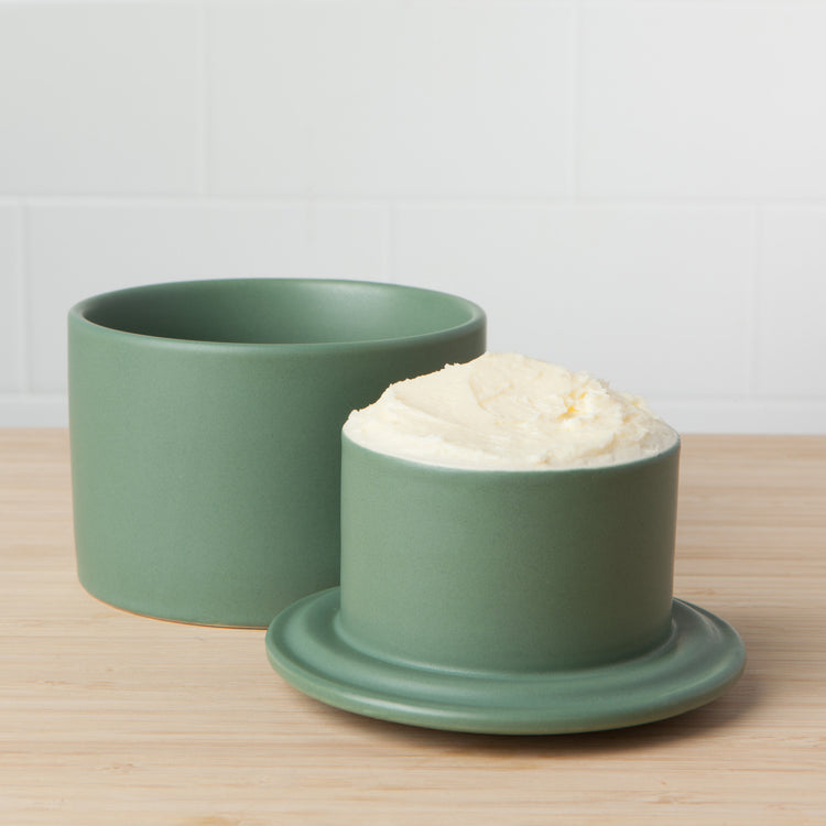 Matte Elm Green Butter Crock