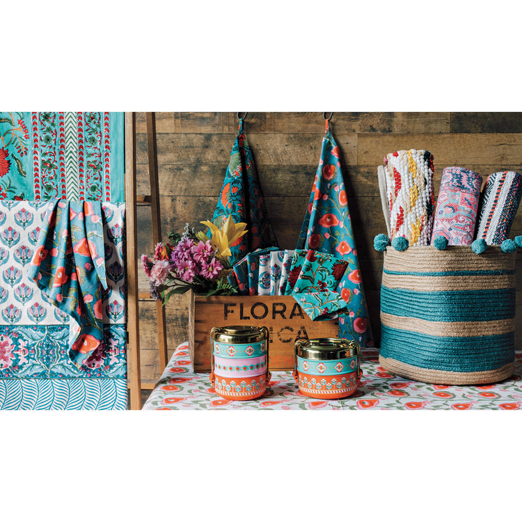 Lagoon Stripe Large Jute Basket