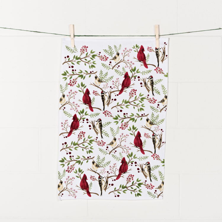 Winter Birds Cotton Dishtowel
