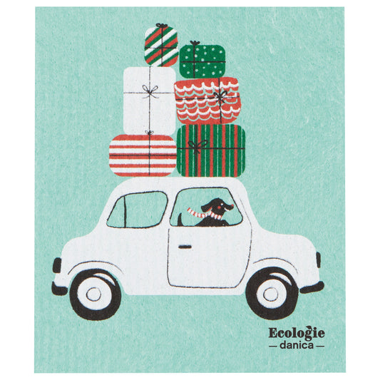 Winter Wheels Dog Swedish Dishcloth