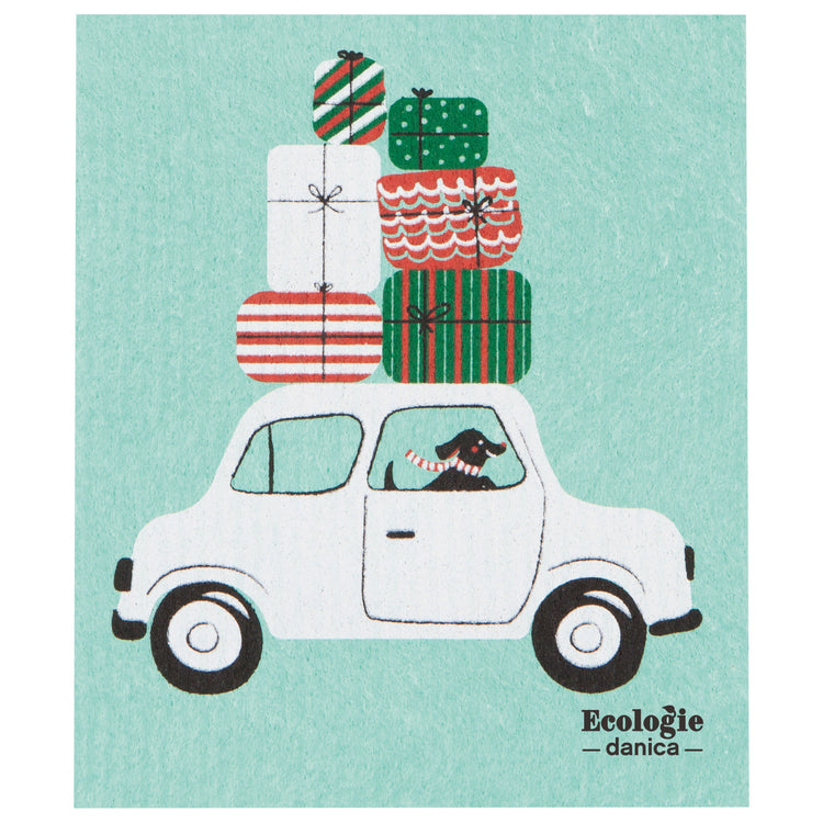 Winter Wheels Dog Swedish Dishcloth