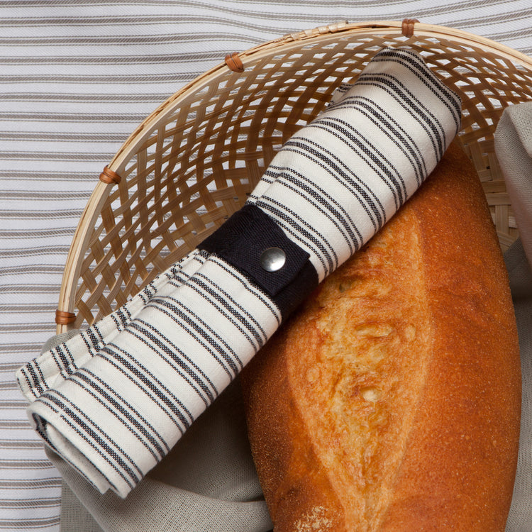 Ticking Stripe Roll Up Utensil Set of 5