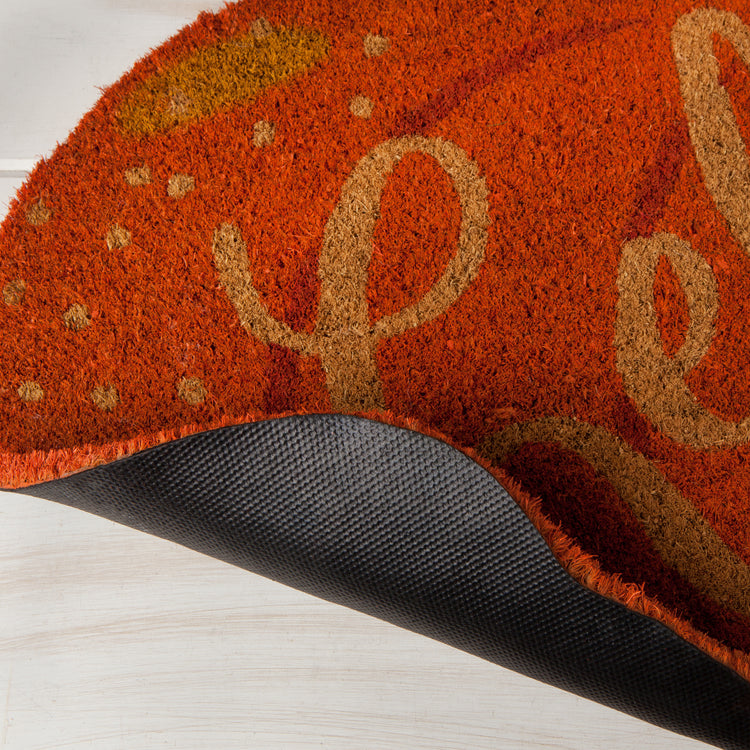 Hello Fall Pumpkin Shaped Coir Fibre Doormat