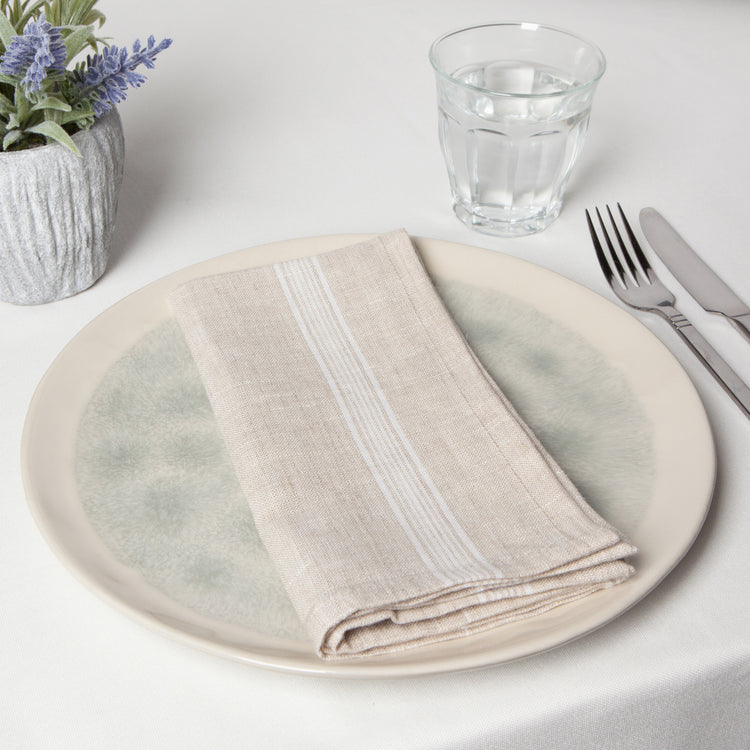 White Maison Stripe Linen Napkins Set of 4