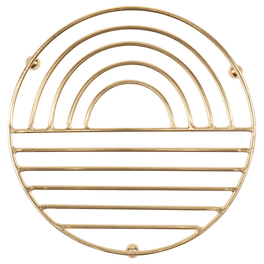 Gold Sunup Metal Trivet 6 inch