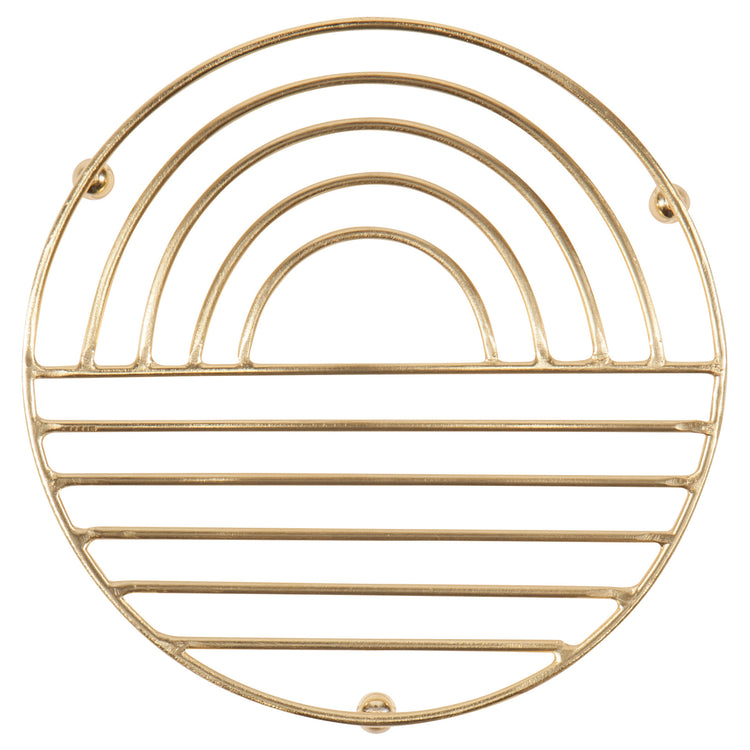 Gold Sunup Metal Trivet 6 inch