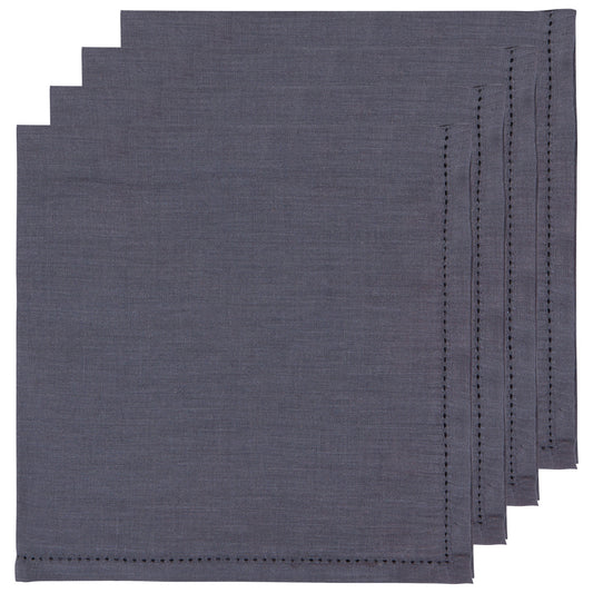 Charcoal Hemstitch Linen Napkins Set of 4