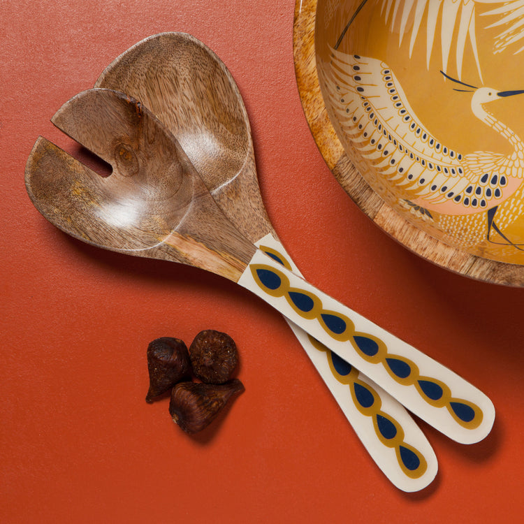 Flight Of Fancy Mango Wood Salad Servers Set of 2