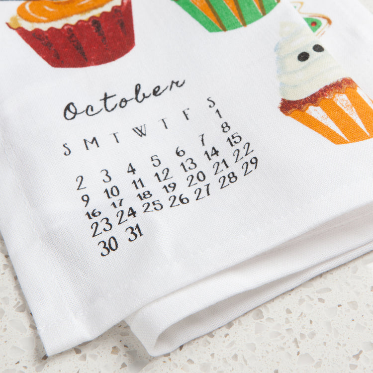 Sweeter Times Calendar Printed Cotton Dishtowel