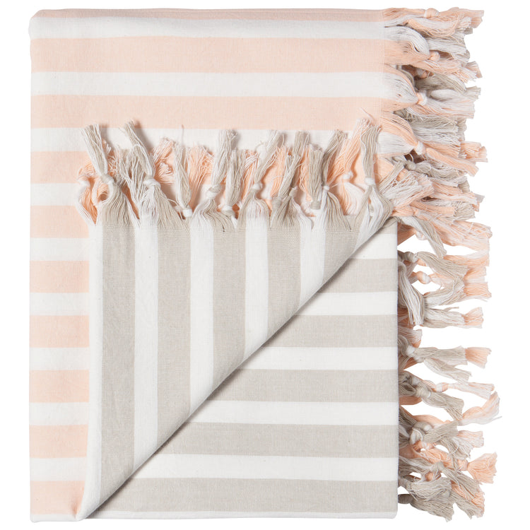 Dove Gray Nectar Caban Stripe Tablecloth 90 x 60 Inches