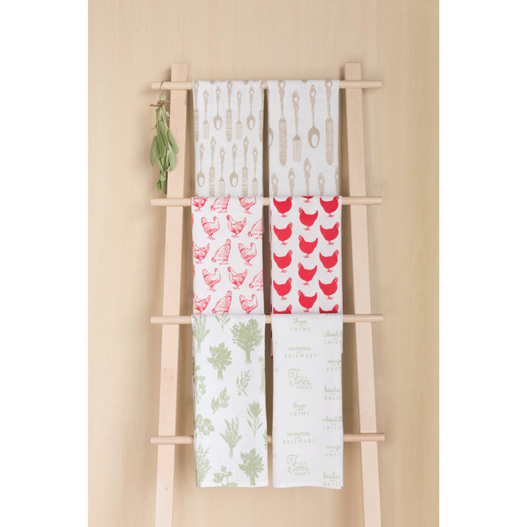 Cutlery Print Sandstone Floursack Dishtowels Set of 2