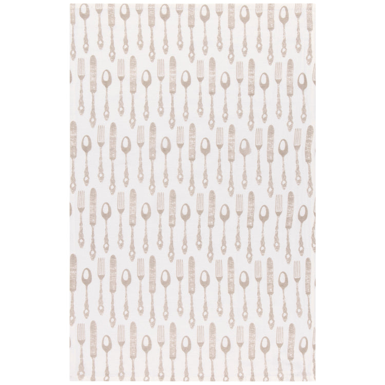 Cutlery Print Sandstone Floursack Dishtowels Set of 2